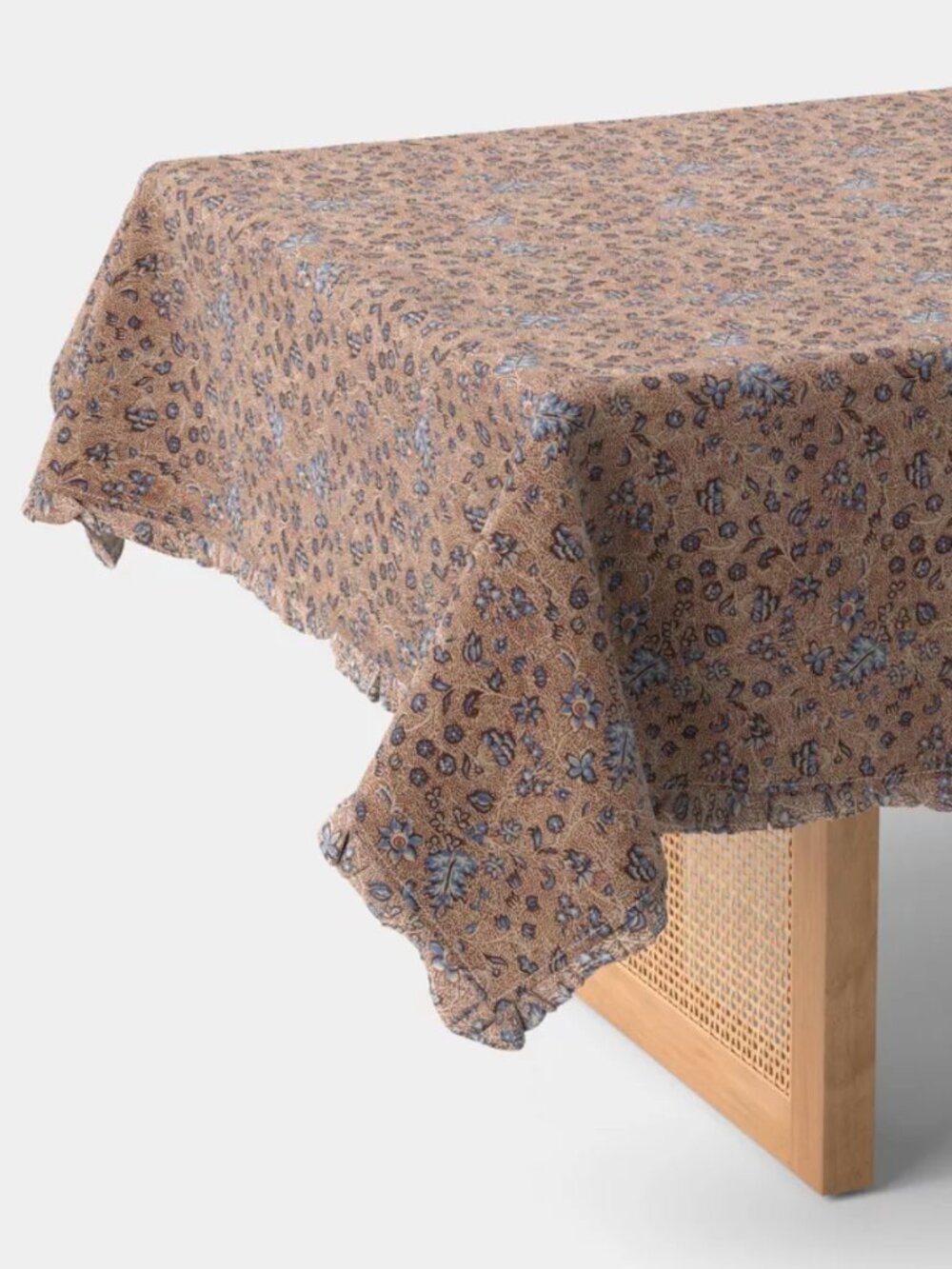 NWT Threshold Block Print Ruffle Rectangular Tablecloth | 60 x 104"